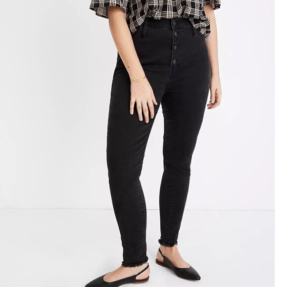 NWT Madewell 10" High Rise Skinny jeans in Berkeley black button fly size 37P - Picture 2 of 12
